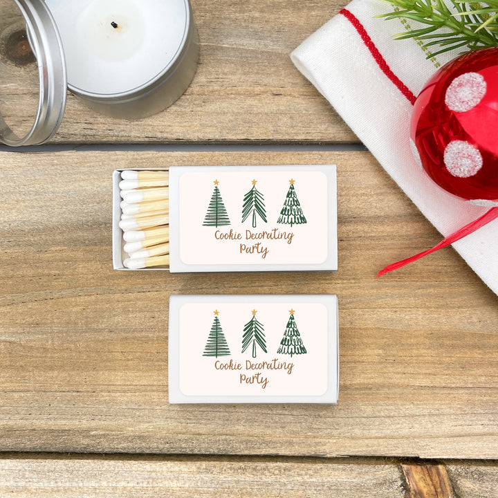 Personalized Christmas Matches, Christmas Tree Doodles - Set of 50