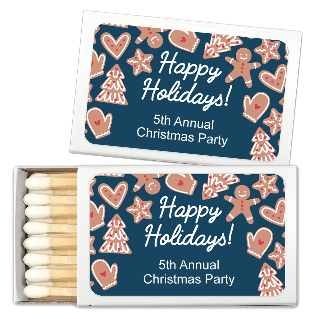 Personalized Christmas Matches, Gingerbread Cookies - Set of 50