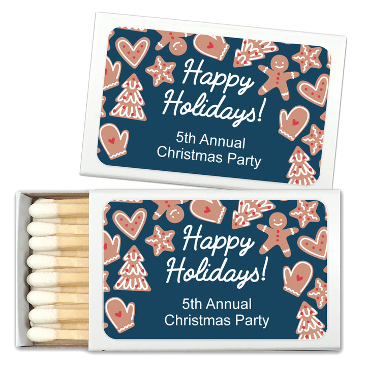 Personalized Christmas Matches, Gingerbread Cookies - Set of 50