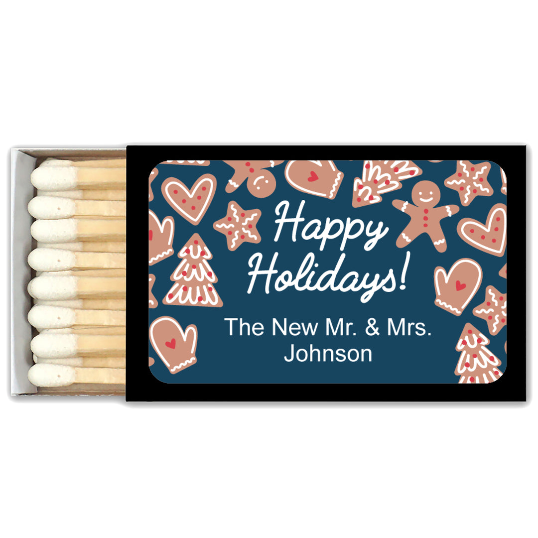 Personalized Christmas Matches, Gingerbread Cookies - Set of 50