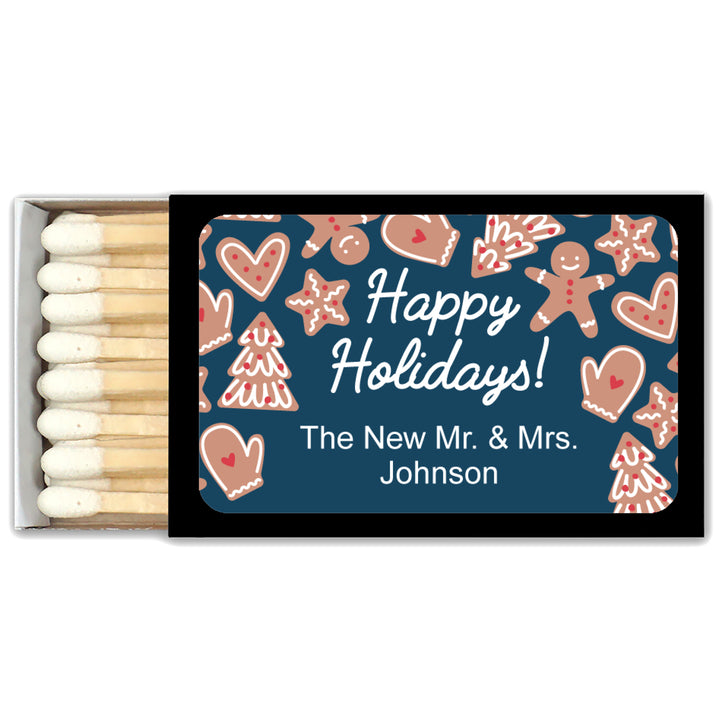 Personalized Christmas Matches, Gingerbread Cookies - Set of 50