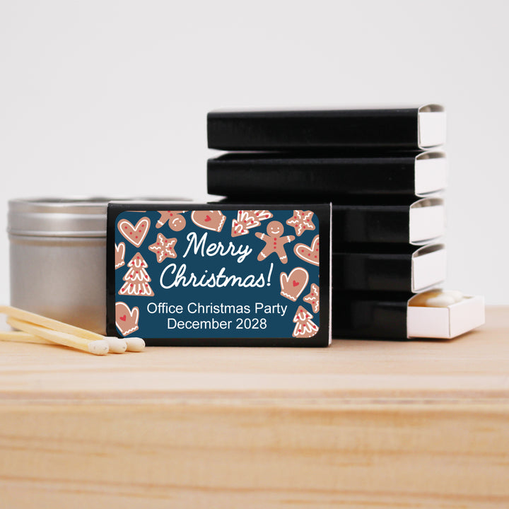 Personalized Christmas Matches, Gingerbread Cookies - Set of 50