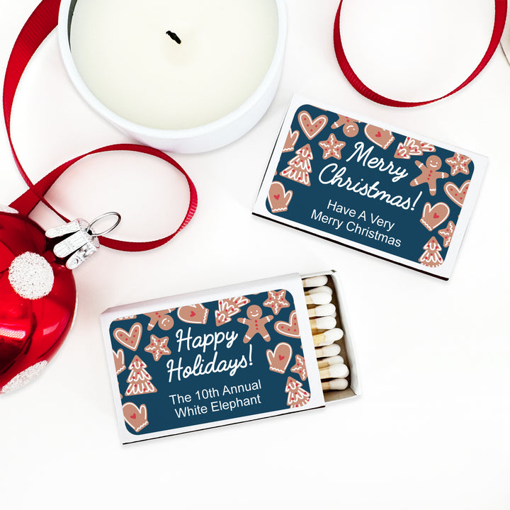 Personalized Christmas Matches, Gingerbread Cookies - Set of 50