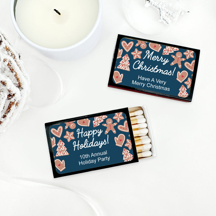 Personalized Christmas Matches, Gingerbread Cookies - Set of 50