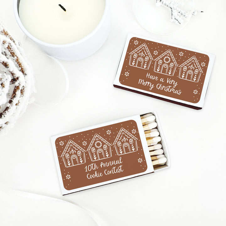 Personalized Christmas Matches, Gingerbread Houses - Set of 50