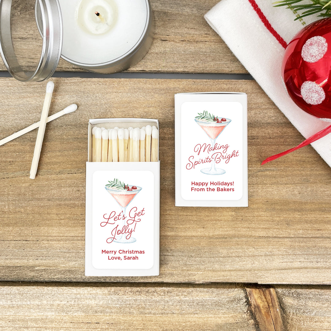 Watercolor Holiday Cocktail Matches - Set of 50