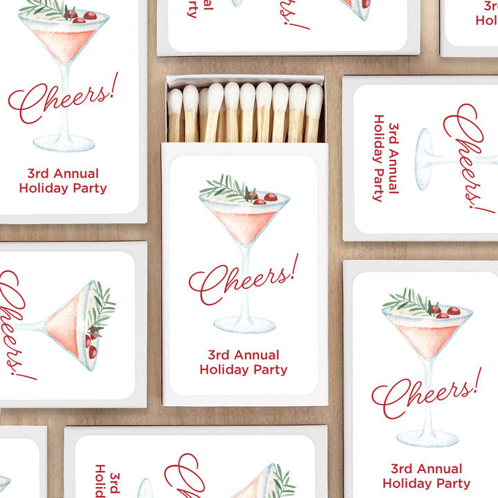 Watercolor Holiday Cocktail Matches - Set of 50