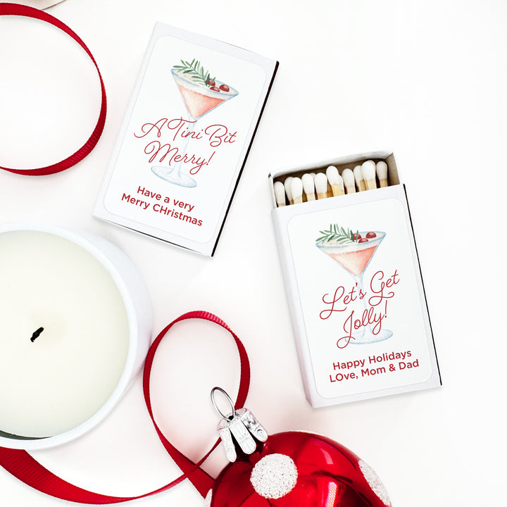 Watercolor Holiday Cocktail Matches - Set of 50