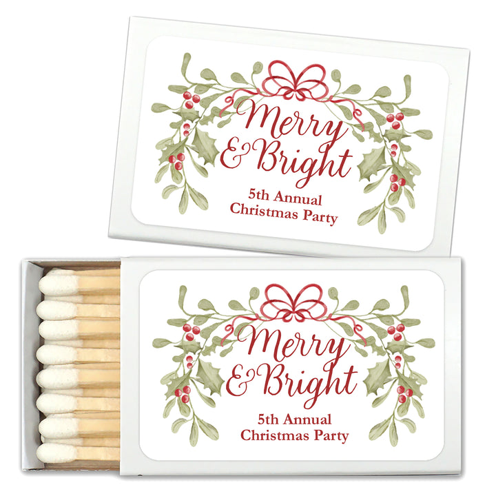 Merry & Bright, Mistletoe & Bows Matches - Set of 50