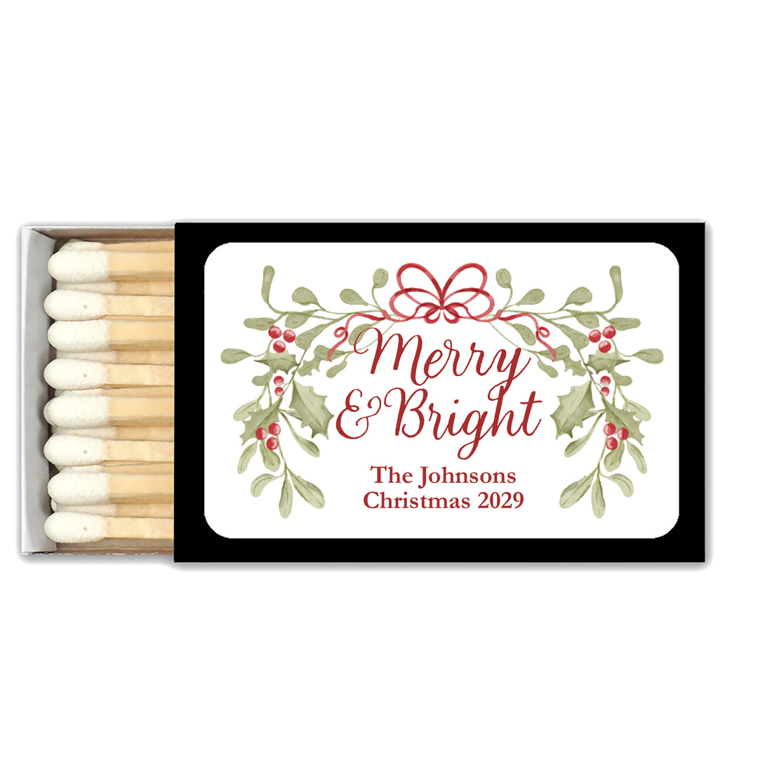 Merry & Bright, Mistletoe & Bows Matches - Set of 50