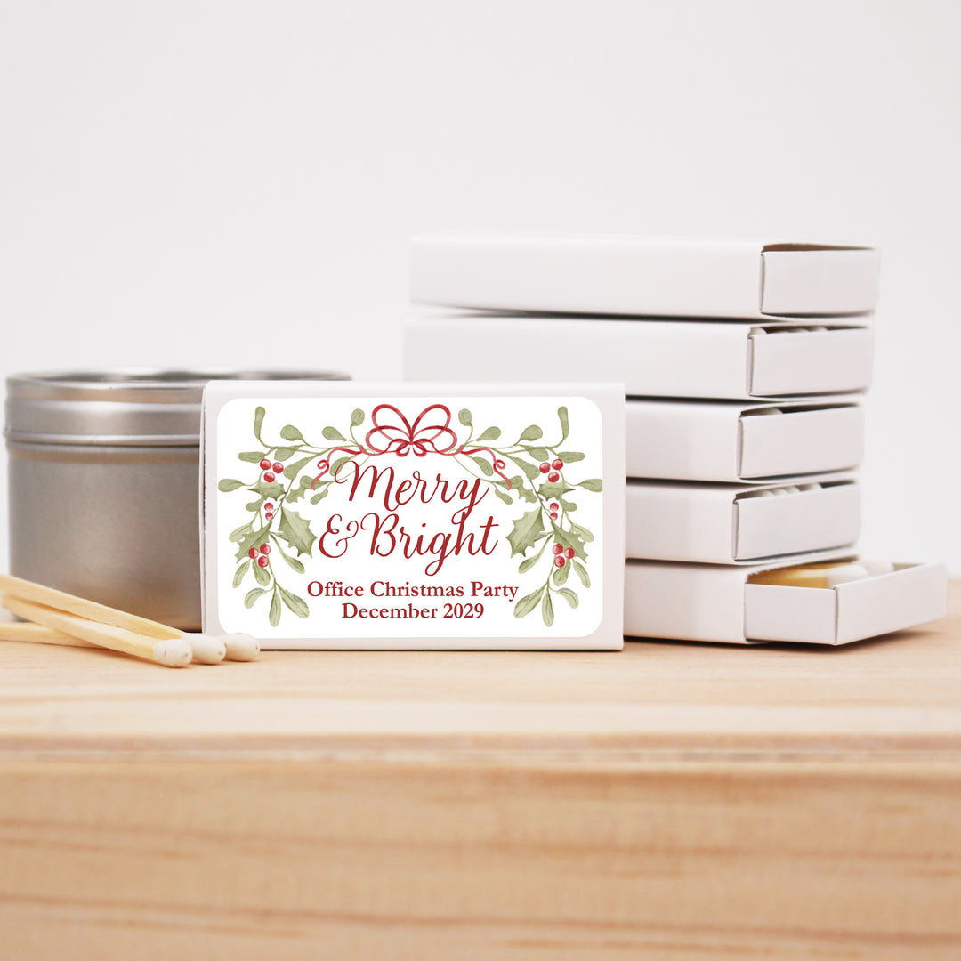 Merry & Bright, Mistletoe & Bows Matches - Set of 50