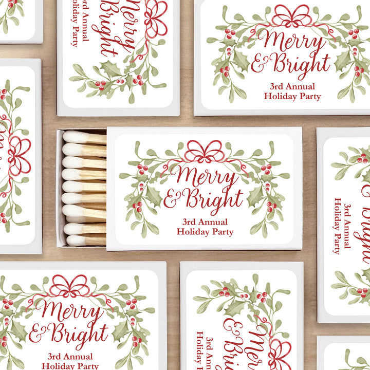 Merry & Bright, Mistletoe & Bows Matches - Set of 50