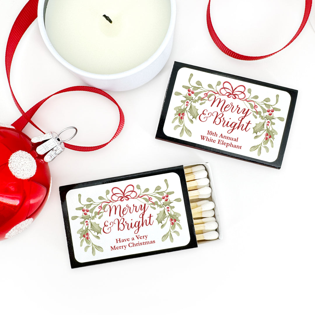 Merry & Bright, Mistletoe & Bows Matches - Set of 50