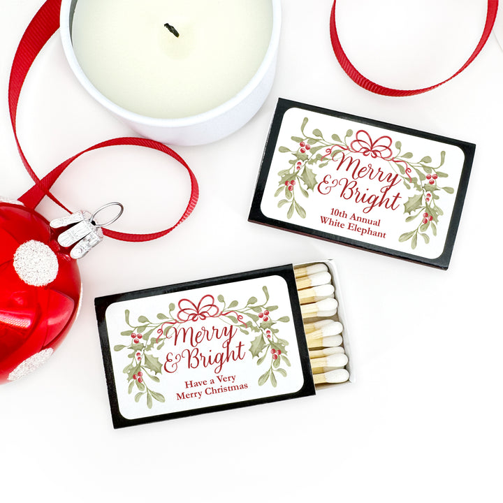 Merry & Bright, Mistletoe & Bows Matches - Set of 50