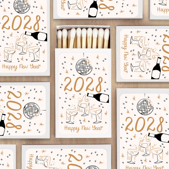 Personalized Christmas Matches, New Year Champagne - Set of 50