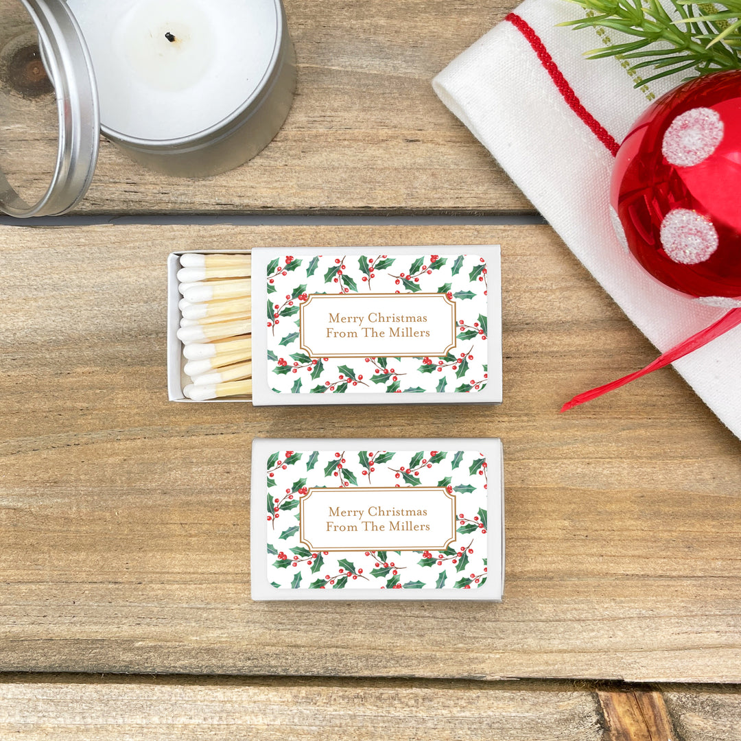 Personalized Christmas Matches, Winter Patterns - Set of 50