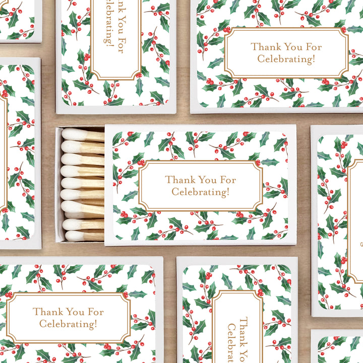 Personalized Christmas Matches, Winter Patterns - Set of 50