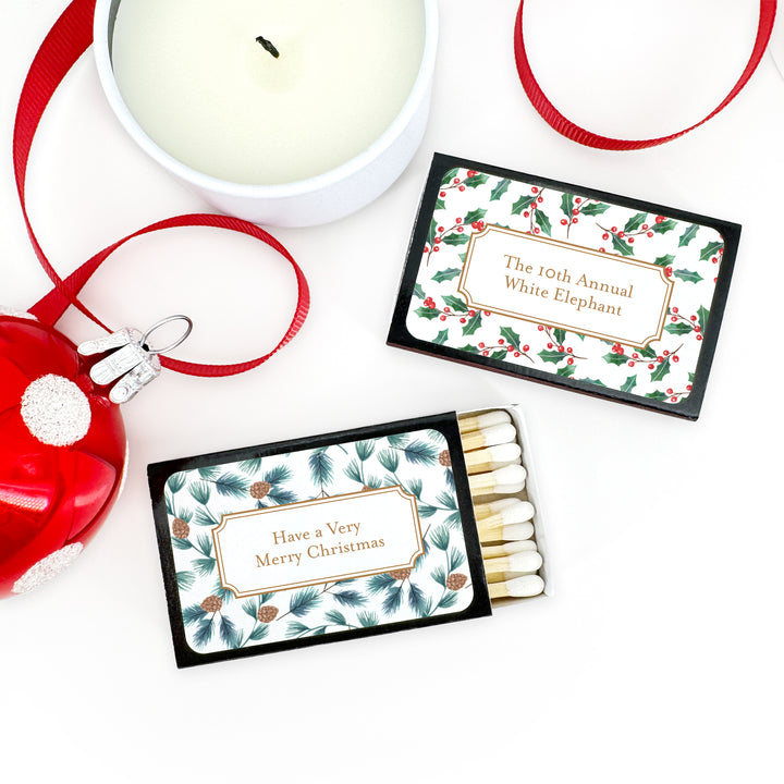 Personalized Christmas Matches, Winter Patterns - Set of 50