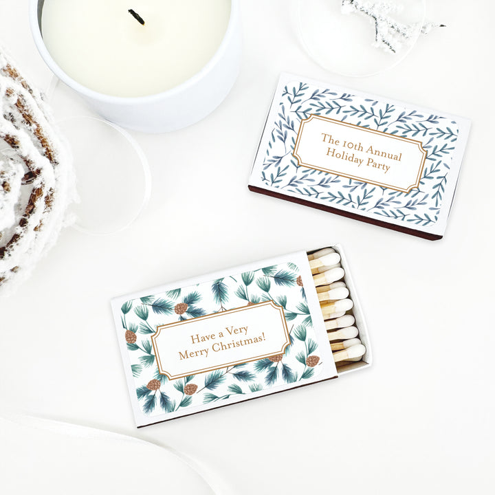 Personalized Christmas Matches, Winter Patterns - Set of 50