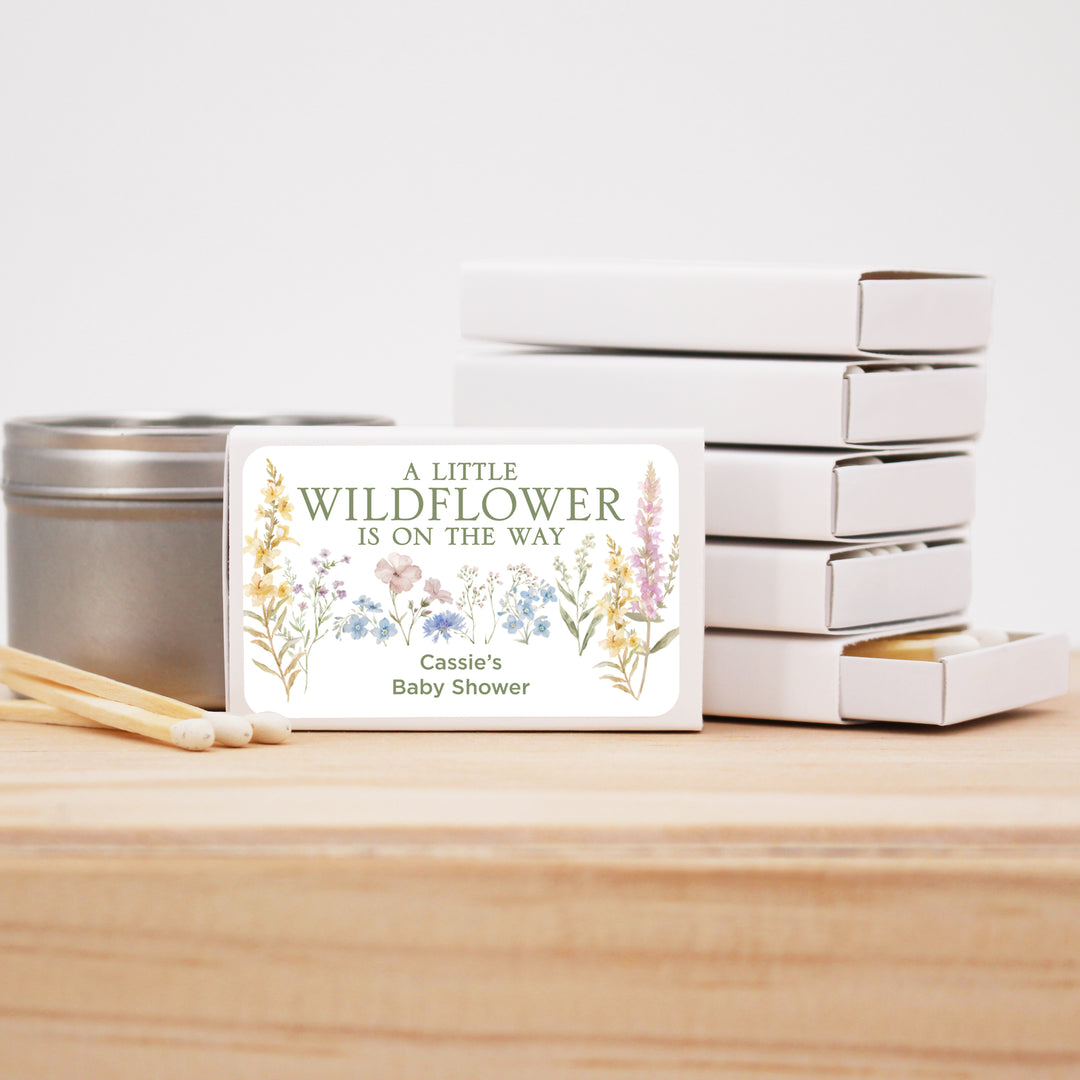 A Little Wildflower is on the Way, Baby Shower Favor Matches (Set of 50)