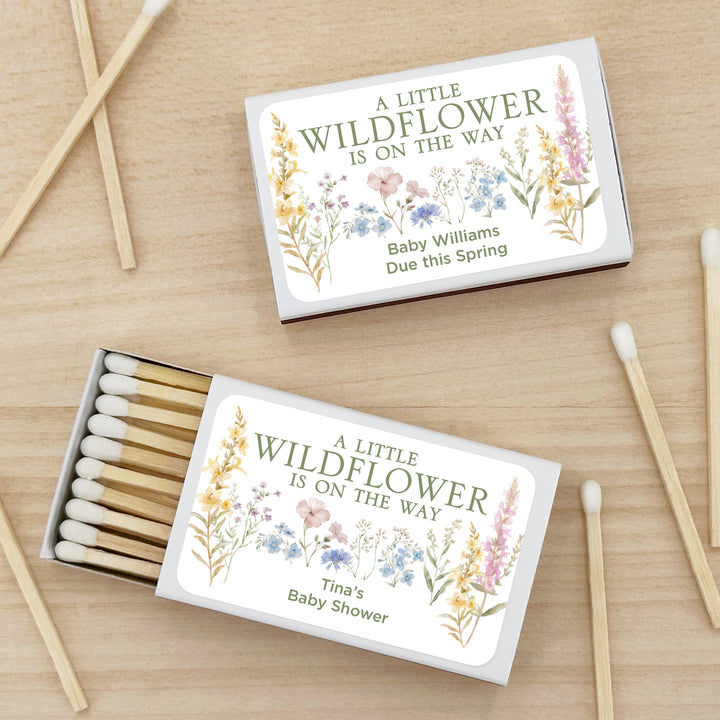 A Little Wildflower is on the Way, Baby Shower Favor Matches (Set of 50)