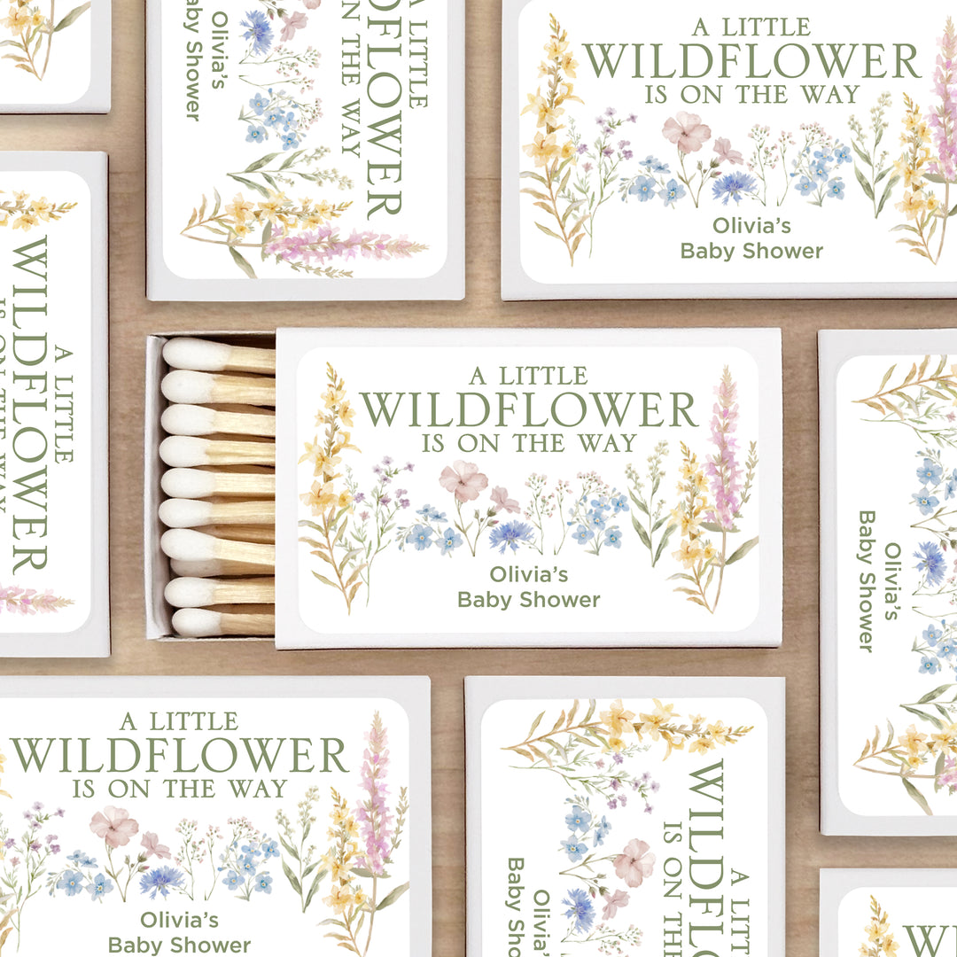 A Little Wildflower is on the Way, Baby Shower Favor Matches (Set of 50)