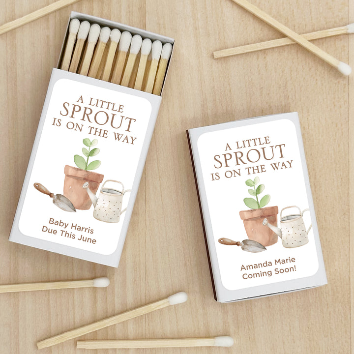 A Little Sprout is on the Way, Baby Shower Favor Matches (Set of 50)