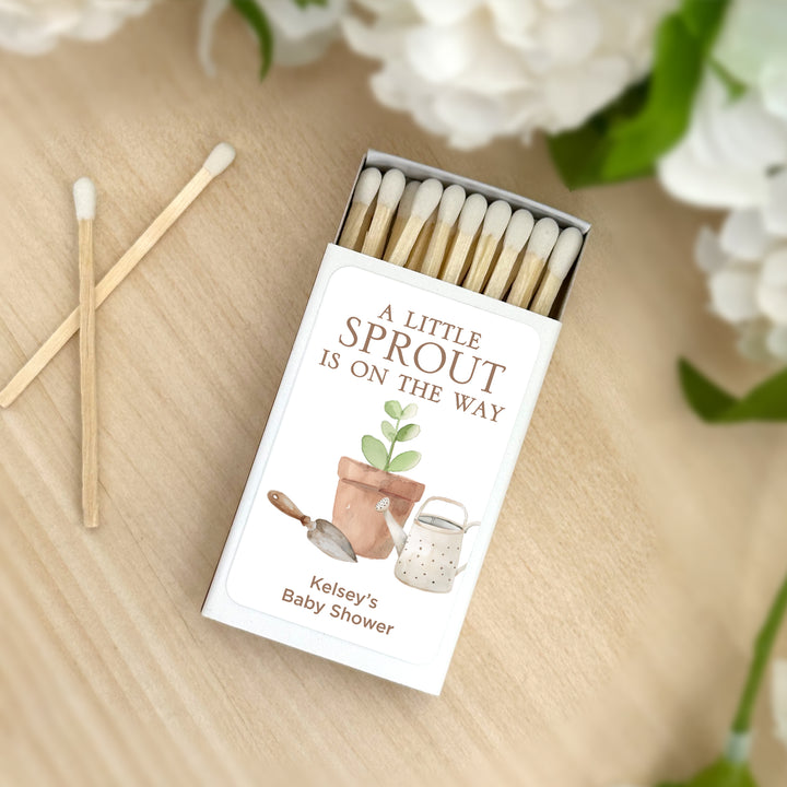 A Little Sprout is on the Way, Baby Shower Favor Matches (Set of 50)