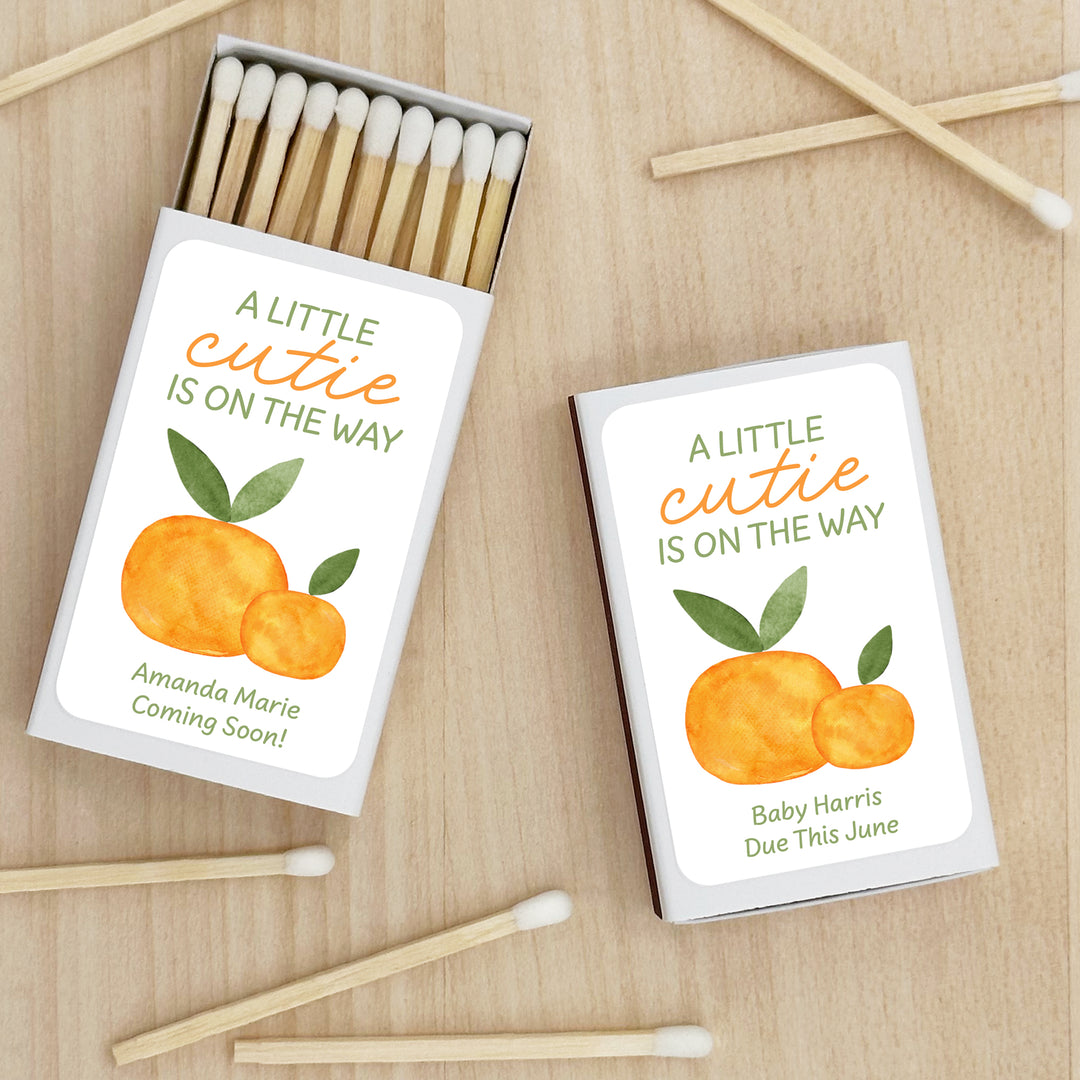 A Little Cutie is on the Way, Baby Shower Favor Matches (Set of 50)