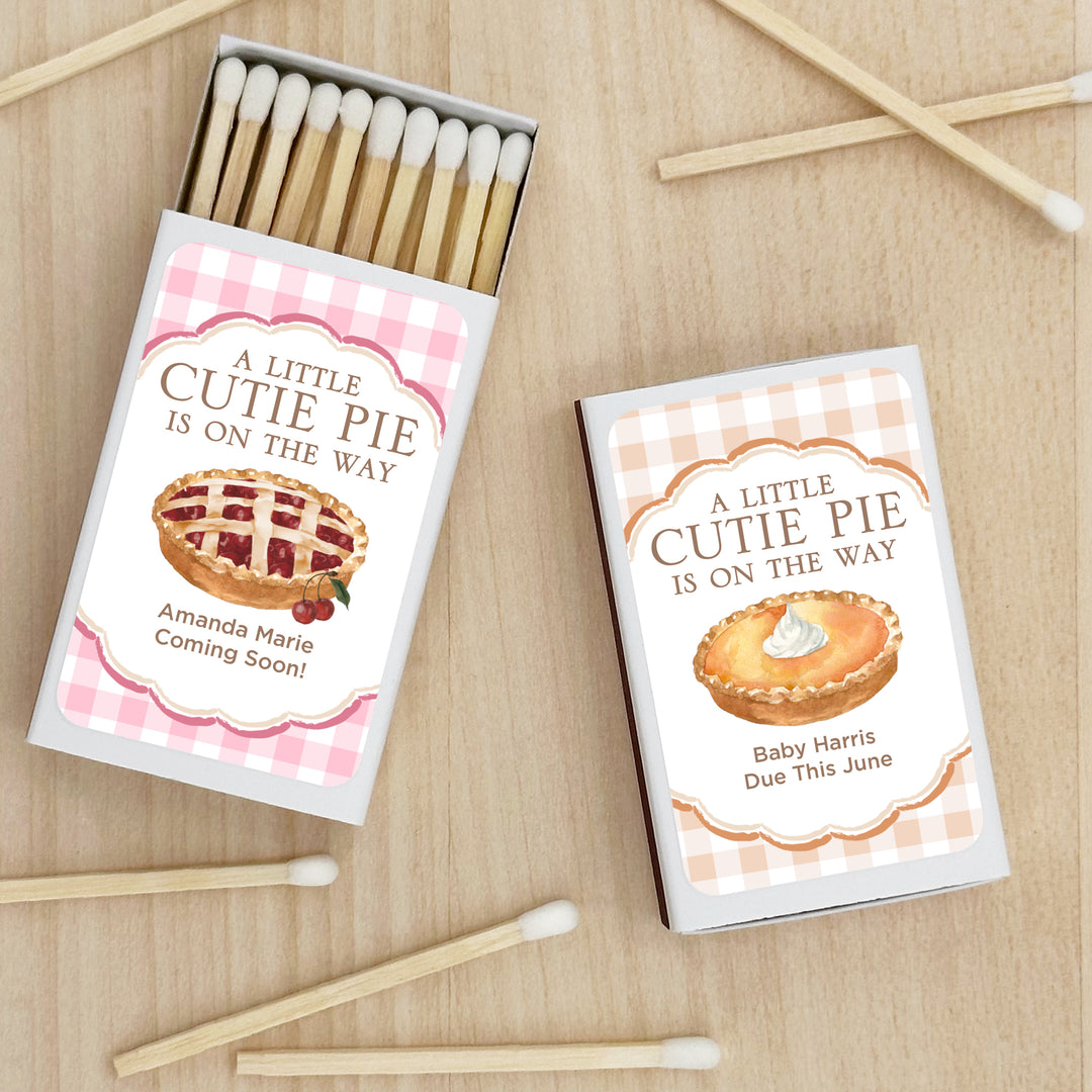 A Little Cutie Pie is on the Way, Baby Shower Favor Matches (Set of 50)