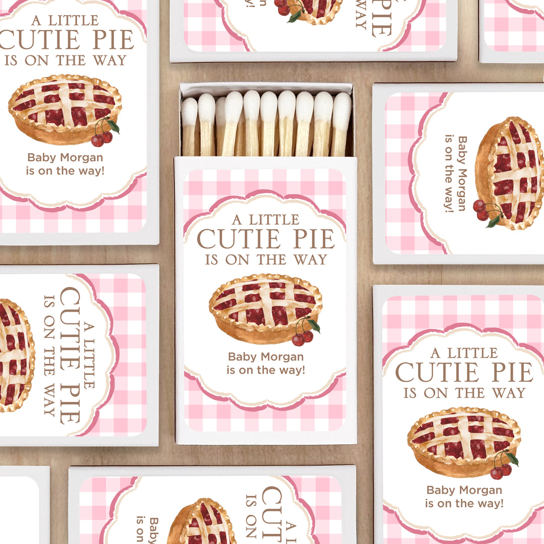 A Little Cutie Pie is on the Way, Baby Shower Favor Matches (Set of 50)
