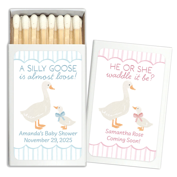 A Silly Goose is Almost Loose, Baby Shower Favor Matches (Set of 50)