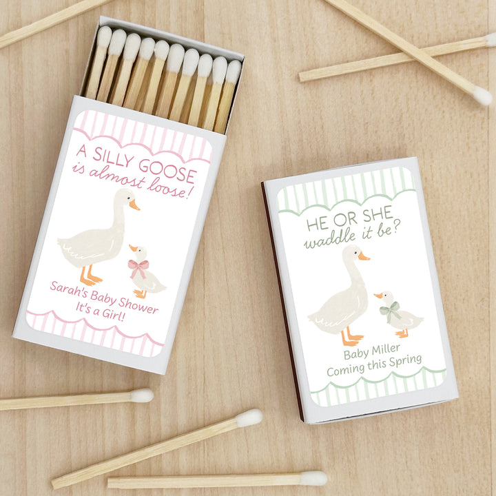 A Silly Goose is Almost Loose, Baby Shower Favor Matches (Set of 50)