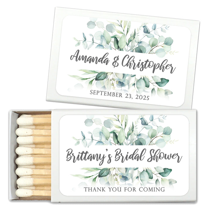 Wedding Favor Matches, "Perfect Match" Custom Matches, Personalized Matchboxes, Wedding Favors, Eucalyptus