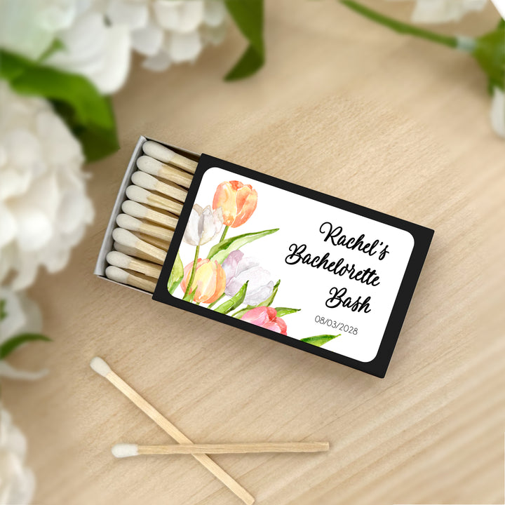Wedding Favor Matches, Watercolor Tulips (Set of 50)