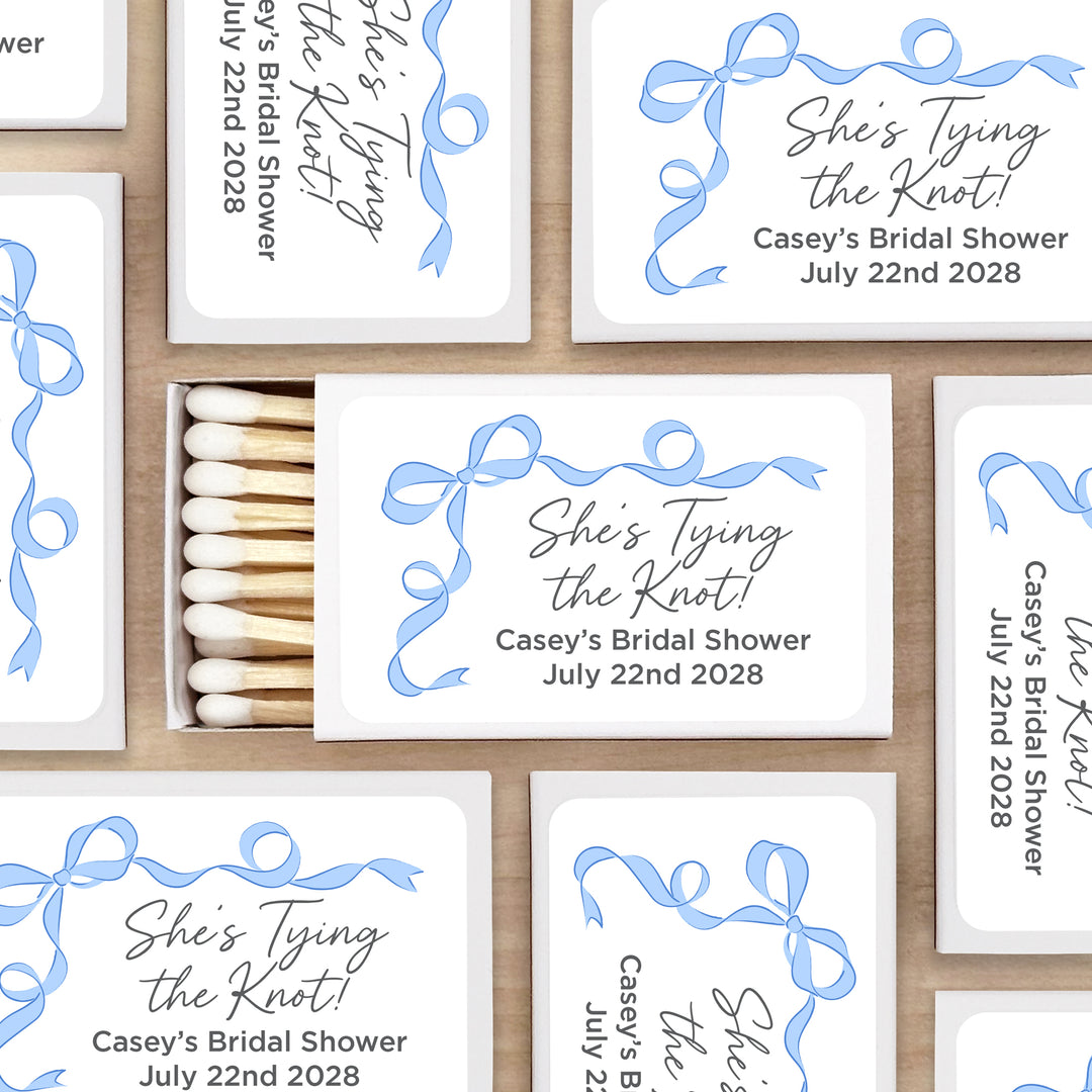 Wedding Favor Matches, Hand Drawn Ribbon, Tying the Knot
