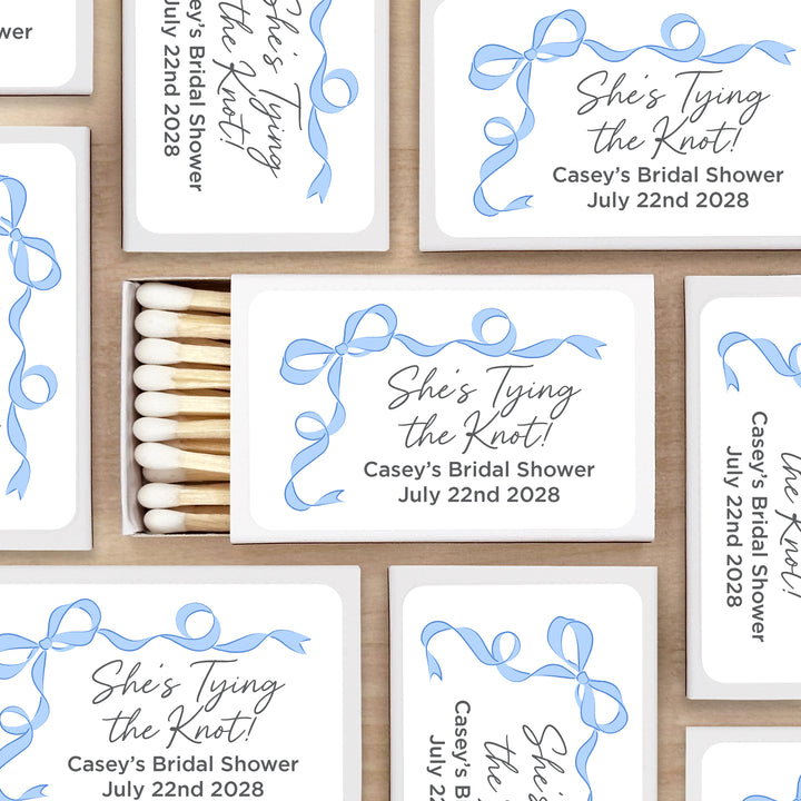 Wedding Favor Matches, Hand Drawn Ribbon, Tying the Knot