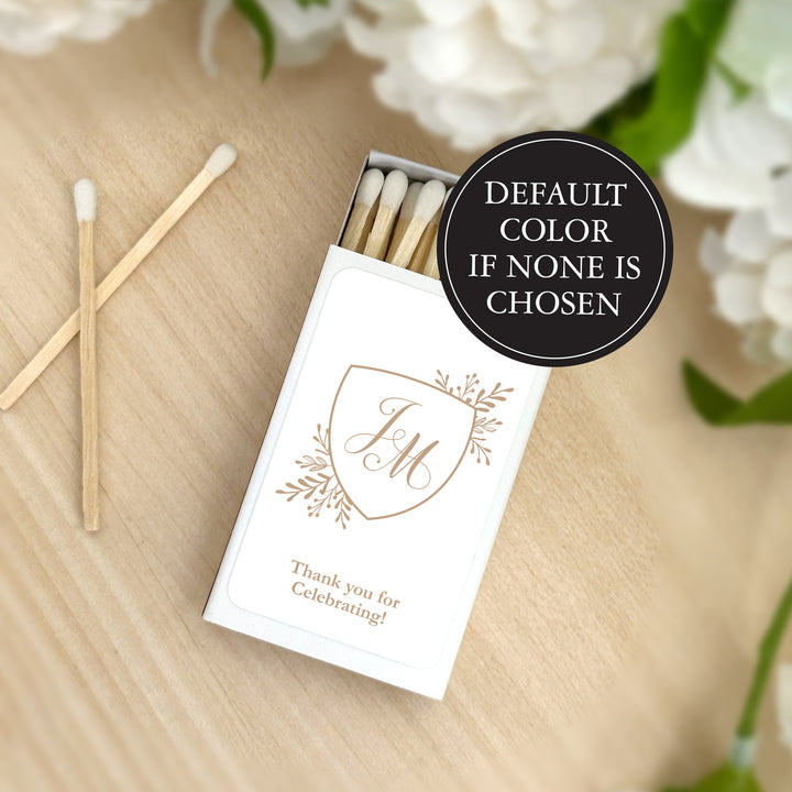 Wedding Favor Matches, Wedding Initials, Monogram Wedding Crest (Set of 50)