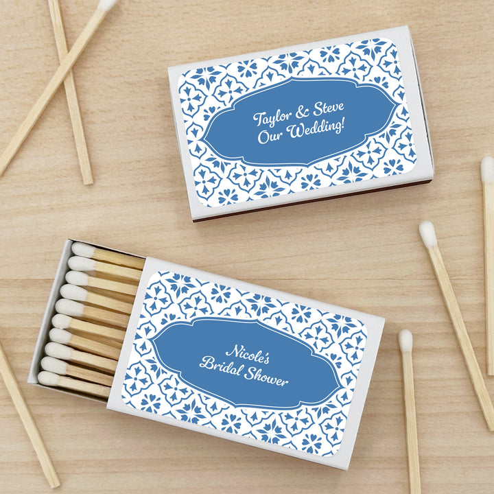 Wedding Favor Matches, Amalfi Coast Italian Wedding, Mediterranean Tile Matchboxes