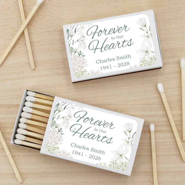 Memorial Matches, Sympathy Matches, Funeral Service Favor, In Loving Memory Favor, Celebration of Life, Memorial Service Keepsake -Set of 50