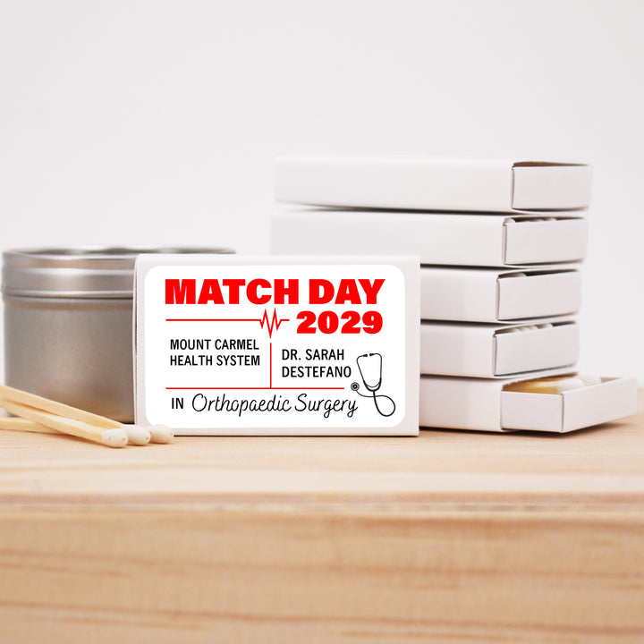 Residency Match Day Matchboxes, Custom Matches, Personalized Residency Gift - Set of 50