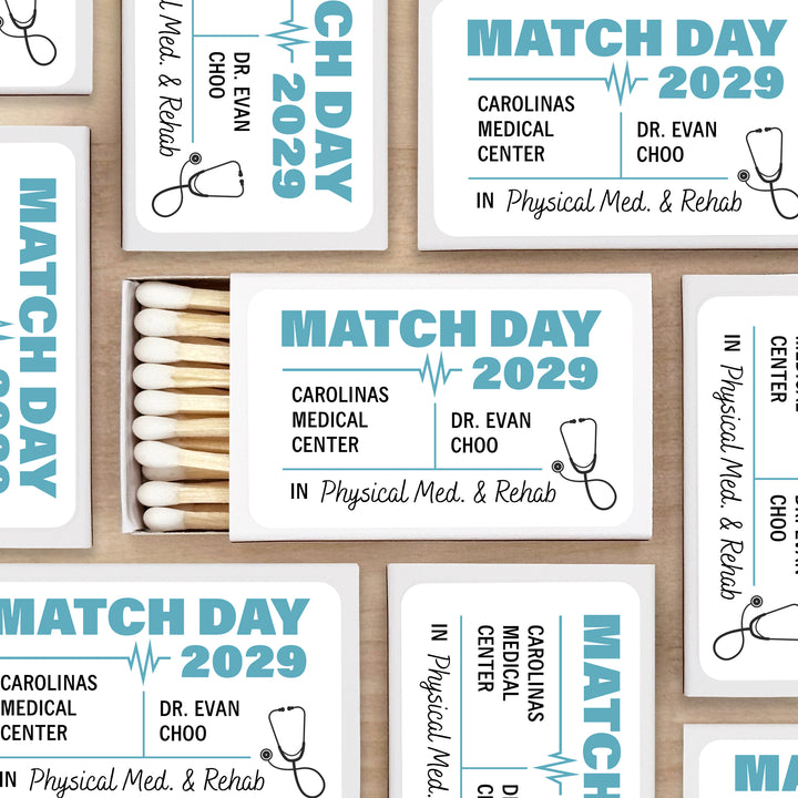 Residency Match Day Matchboxes, Custom Matches, Personalized Residency Gift - Set of 50