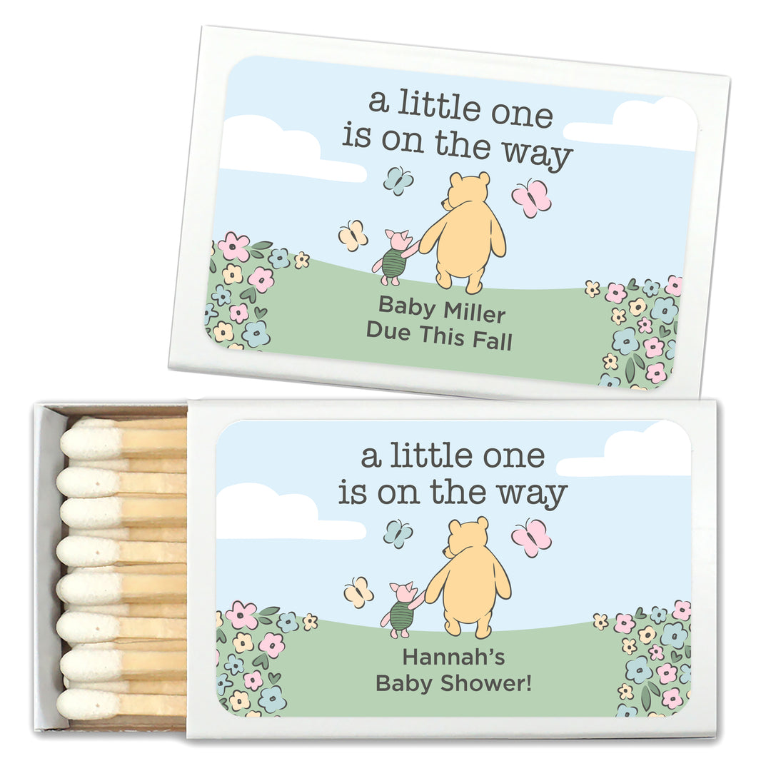 Baby Shower Favor Matches, Winnie the Pooh and Piglet, Blue Skies (Set of 50)