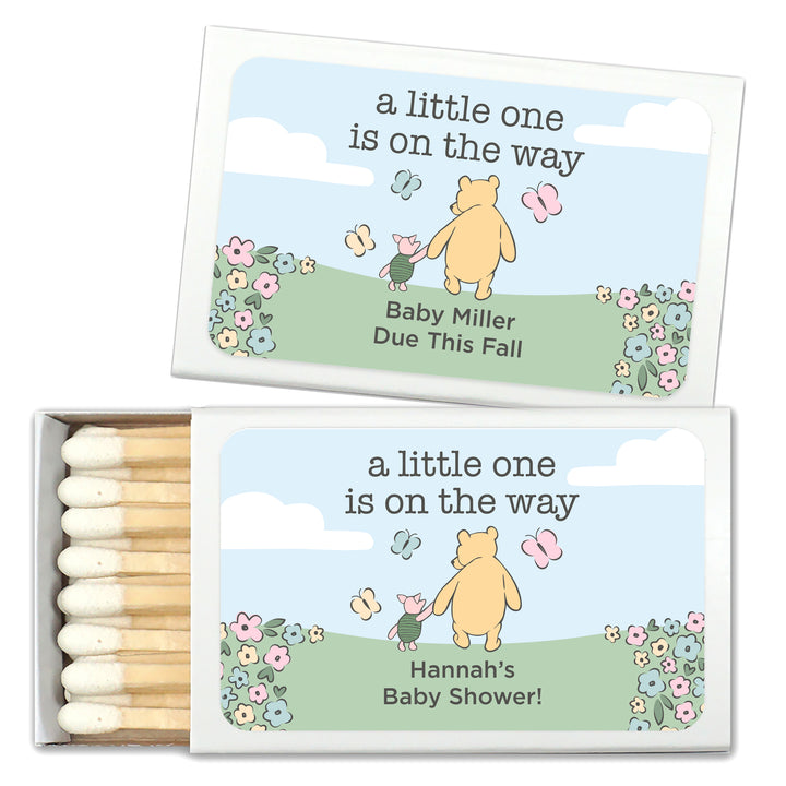 Baby Shower Favor Matches, Winnie the Pooh and Piglet, Blue Skies (Set of 50)