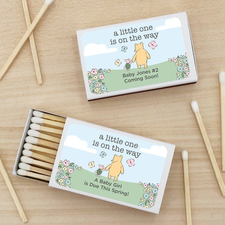 Baby Shower Favor Matches, Winnie the Pooh and Piglet, Blue Skies (Set of 50)