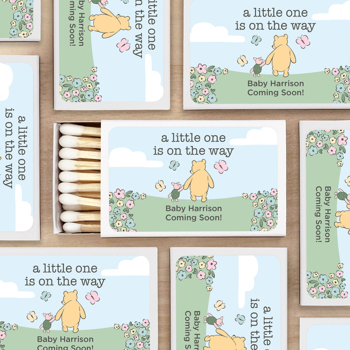 Baby Shower Favor Matches, Winnie the Pooh and Piglet, Blue Skies (Set of 50)
