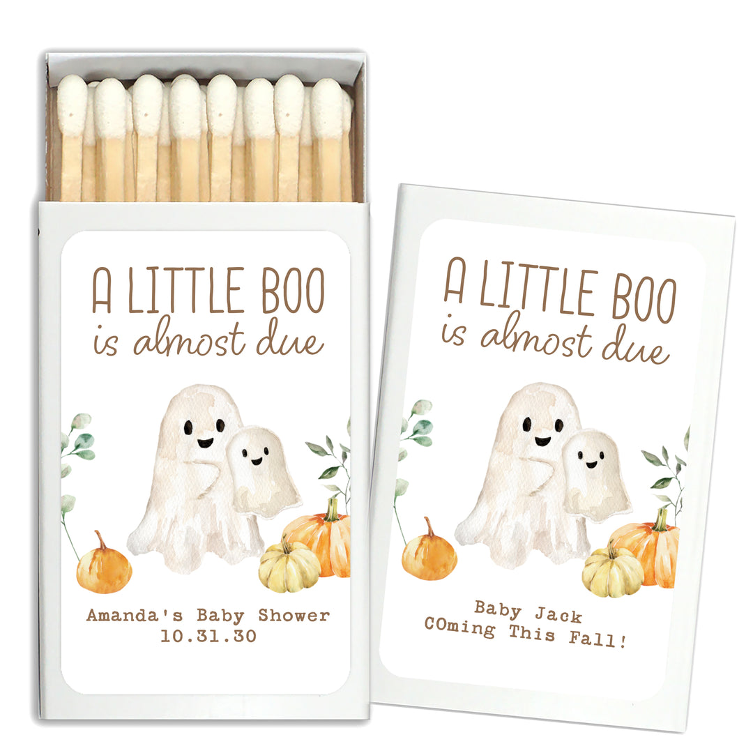 A Little Boo is Almost Due, Fall Baby Shower Favor Matches (Set of 50)
