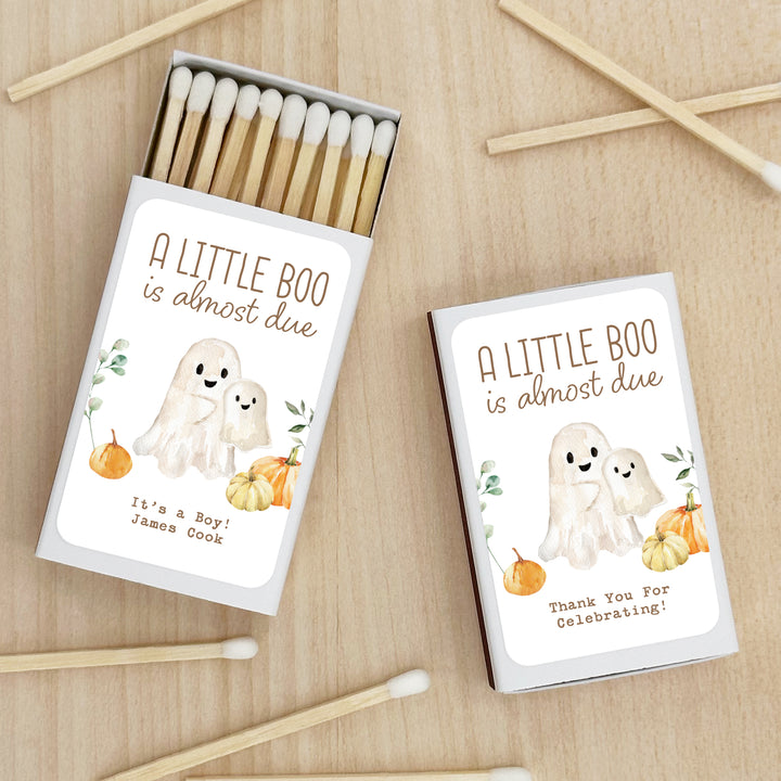 A Little Boo is Almost Due, Fall Baby Shower Favor Matches (Set of 50)