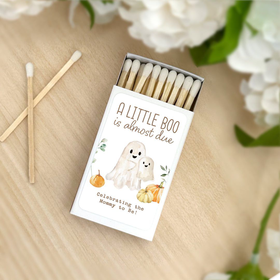 A Little Boo is Almost Due, Fall Baby Shower Favor Matches (Set of 50)