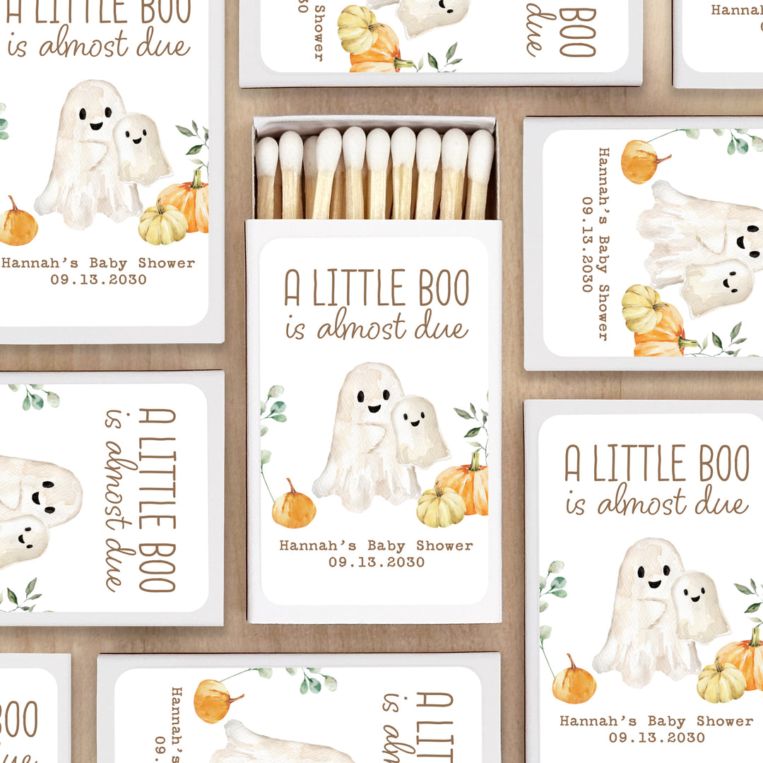 A Little Boo is Almost Due, Fall Baby Shower Favor Matches (Set of 50)